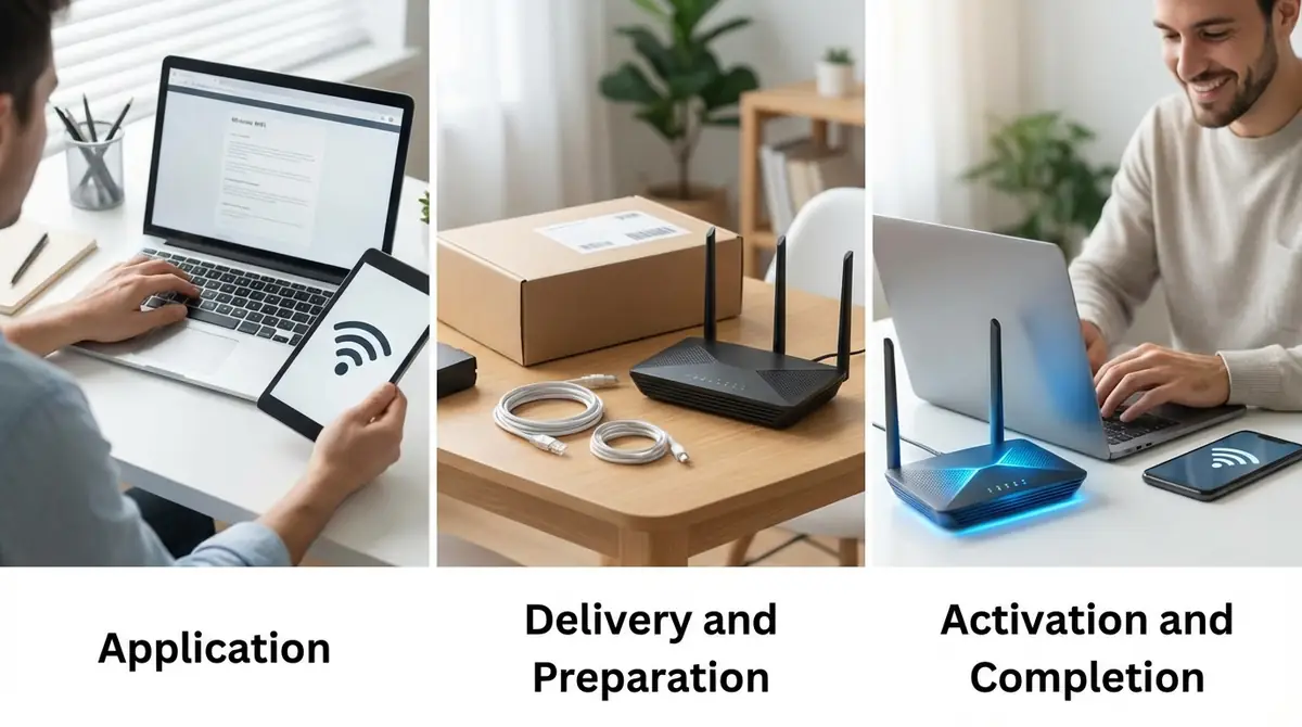 自宅WiFiの申込みから開通までの流れ【3ステップ】