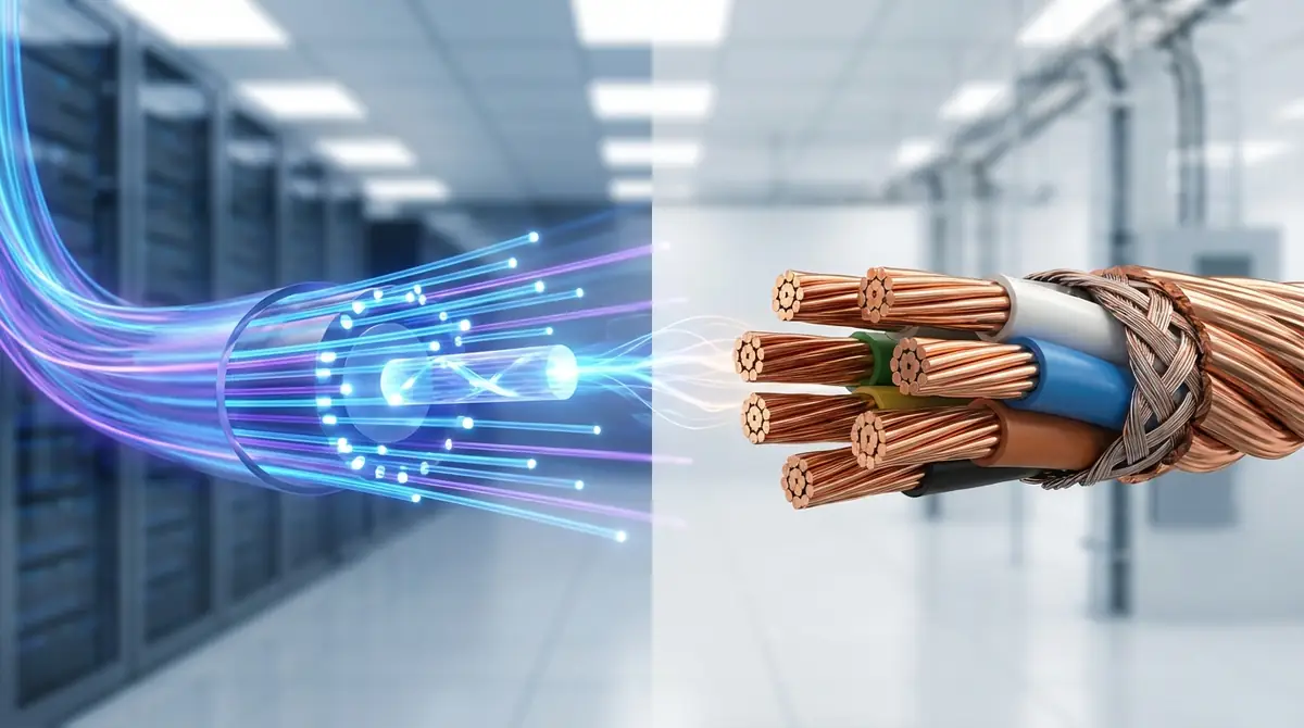 光ファイバーと銅線（メタルケーブル）の仕組みを比較