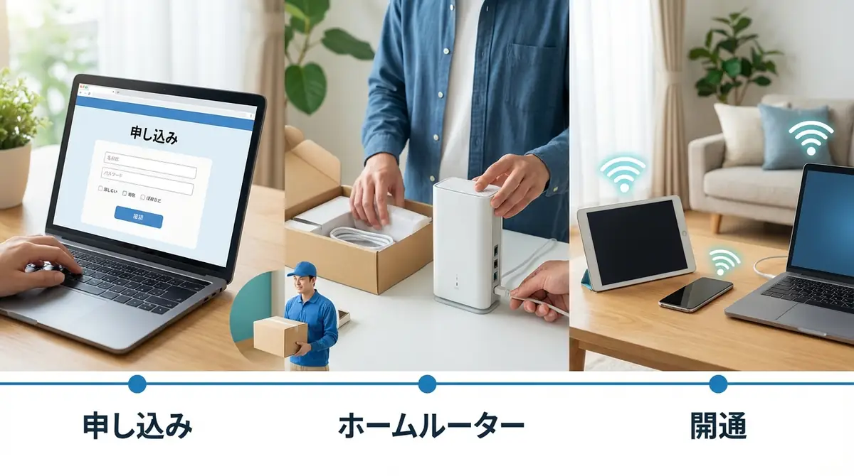 安いホームルーターの申し込みから開通までの流れ